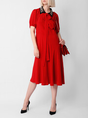 Fashion shooting in studio . Professional model , fashionable clothes and style, new collection. stylish look.