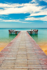 Fototapeta premium Sonasea Beach, Phu Quoc, Vietnam - November 26th 2024: Coastal Resort Scenery of Phu Quoc Island in Vietnam. A Tropical Tourism Destination for Summer Vacation in Southeast Asia. On a hot sunny day.