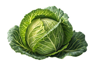 Obraz premium Fresh head of cabbage isolated on white background ai generated