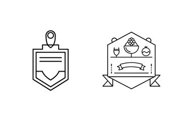 Vector illustration of minimalist badges for events and businesses in black and white style