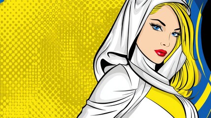 Vintage Comic Style Illustration Featuring a Dramatic Figure with Bold Colors Illustrating Time and Observer Themes in a Striking Design