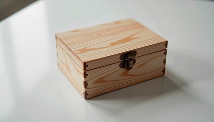 Rustic Wooden Treasure Chest on White Background