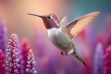 Fototapeta premium Hummingbird that is feasting on a flower