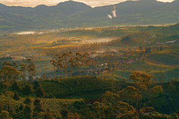 landscape with mountains and clouds at Taman Langit Pangalengan Bandung West Java Indonesia