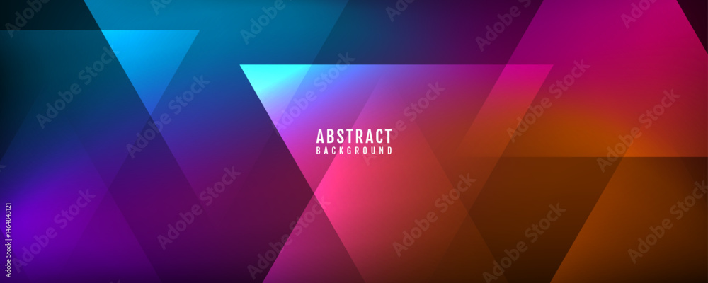 Poster 3d colorful abstract background overlap layer on dark space with triangles shape effect decoration. 