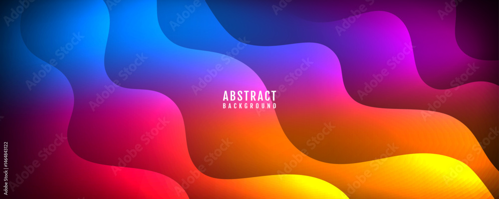 Poster 3d colorful abstract background overlap layer on dark space with waves shape effect decoration. mode