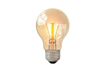 Glowing filament light bulb isolated on white background