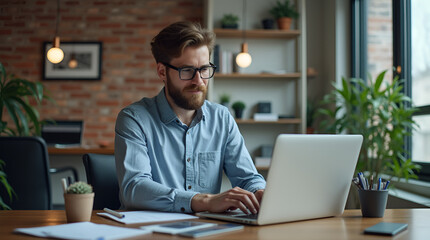 Fototapeta premium businessman working on laptop