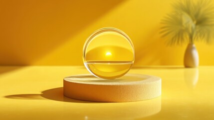 Sphere positioned on a table signifying a sunrise on clarity concept initiating a vision for realistic growth and change