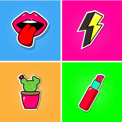Obraz premium vector illustration of a set of pills. pop artist