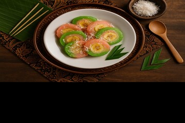 traditional Indonesia snack called nagasari pelangi or kue mata kebo