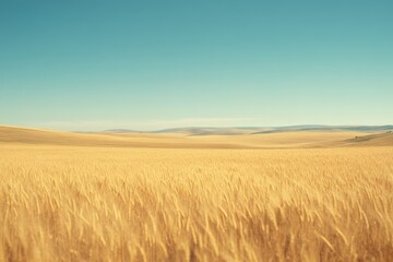 Obraz premium Golden Wheat Field Expansive Landscape, Sunny Day
