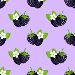 Vector seamless pattern with blackberries