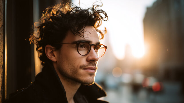 Stylish man exudes urban confidence in a casual portrait, blending modern elegance with effortless charm.