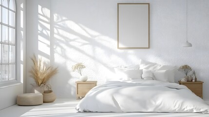 Modern bedroom interior design showcasing sunlight.