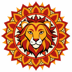 Roaring Lion Mandala Vector on White Background 