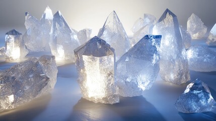 Obraz premium Illuminated Quartz Crystals: A Glimmering Collection