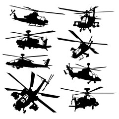 collection of military helicopter silhouettes © MadeDirgaPepe