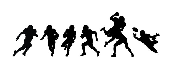 american football player vector set silhouettes