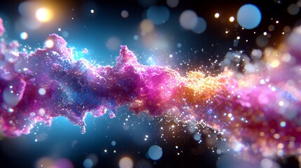 Abstract Cosmic Stream with Colorful Particles and Glowing Effect