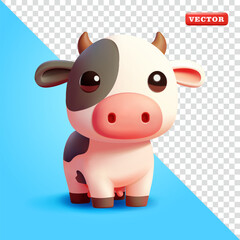 Cute cow, 3d vector. Suitable for farming and design elements