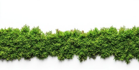 Green foliage line against white background.  Dense, vibrant greenery forms a horizontal border.  Various shades of green create a natural, textured look