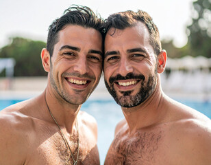 Obraz premium Happy gay couple smiling