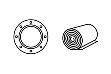 Flange And Roll Icon Set, Industrial Components Vector Illustration