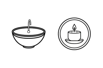 Obraz premium Minimalist vector illustration featuring a sink and a candle icon design for various projects