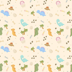 seamless pattern with dinosaur and friends 