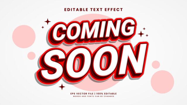 Coming soon opening 3d editable text effect template