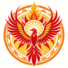 Minimal Phoenix Rising Mandala Vector on White