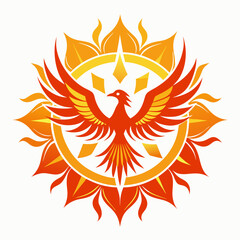 Minimal Phoenix Rising Mandala Vector on White