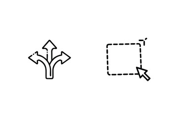 Vector icons illustrating choice direction selection and edit functionality for digital design