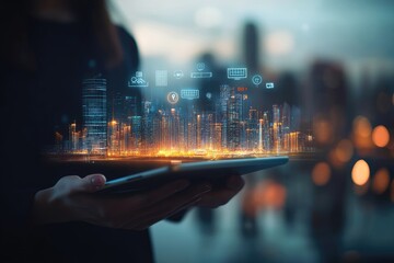 Digital city design on tablet
