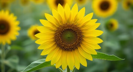 Obraz premium Sunflower in Field Close Up