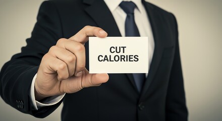 Obraz premium Cut Calories Card Held by Man