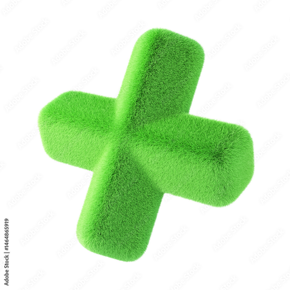 Poster green abstract fluffy shape. 3d design element isolated on white background.