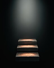 Illuminated stairs leading to a mysterious space.