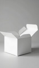 Clean white gift box mockup, open and closed state Isolated on gray backdrop , packaging, box, visual