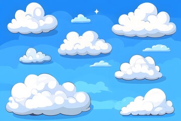 Cartoon Clouds Blue Sky Background Illustration