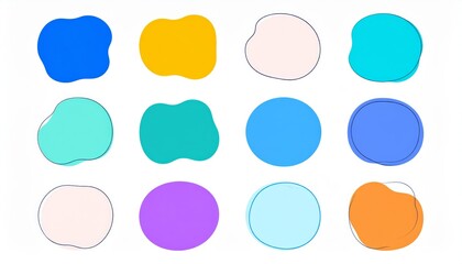 Abstract organic shape round form set. Liquid organic blob curve shape figure