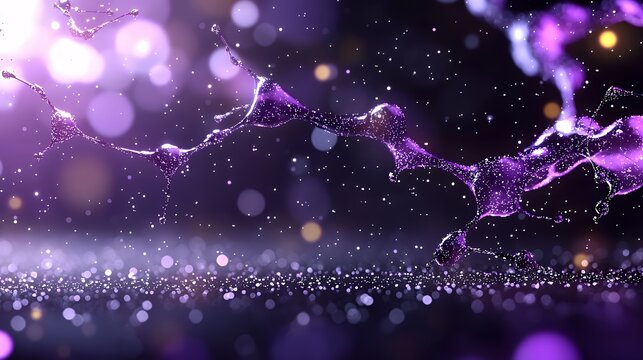 Abstract Purple Splatter with Glitter and Bokeh for Background