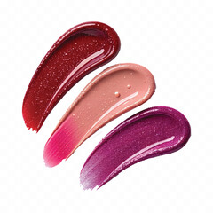realistic smooth glossy cosmetics swatches in different colour style isolated on transparent background