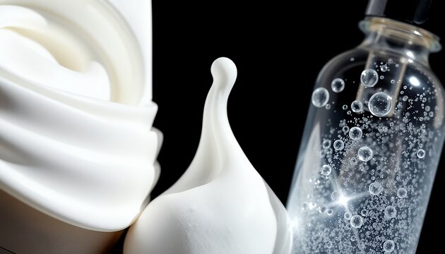 Woman with Golden Brown Waves and Coral Nails Gazing Upward in Surprise with Peach and Cream Gradient Backdrop in Brightly Lit Studio