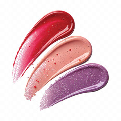 realistic smooth glossy cosmetics swatches in different colour style isolated on transparent background