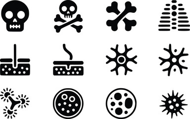 Anatomy  Hazard Icons Striking Medical Scientific Vector Set