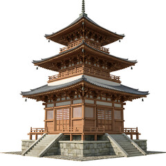 Fototapeta premium Traditional Japanese Pagoda with Multiple Roof Layers on Transparent Background