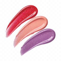 realistic smooth glossy cosmetics swatches in different colour style isolated on transparent background