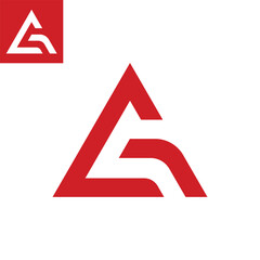 G initial triangle company red logo template, Creative linear red logo geometric sign letter G typography for your company
